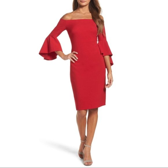 Chelsea28 Off the Shoulder Red Dress - Picture 1 of 4